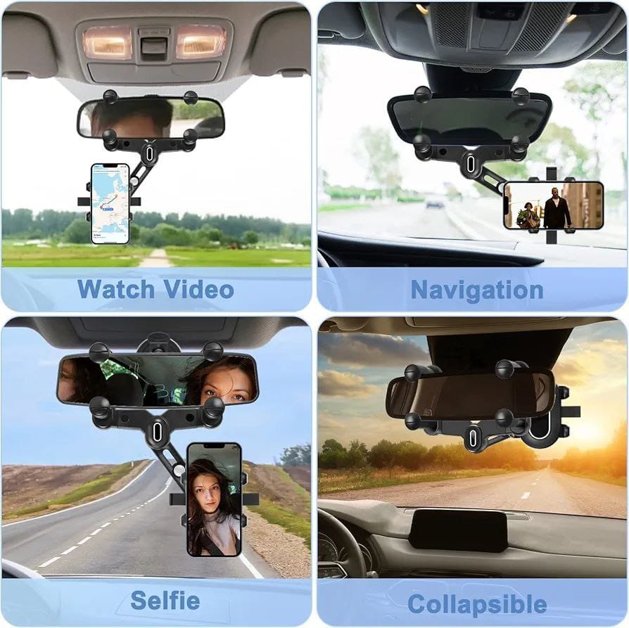 Phone Mount for Car, 2024 Upgraded Rear View Mirror Phone Holder, Universal Mount, Rotatable Phone Holder for Car Compatible - Familymart4u
