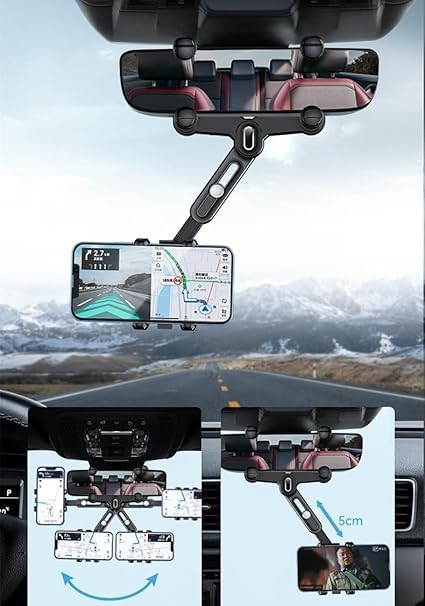 Phone Mount for Car, 2024 Upgraded Rear View Mirror Phone Holder, Universal Mount, Rotatable Phone Holder for Car Compatible - Familymart4u