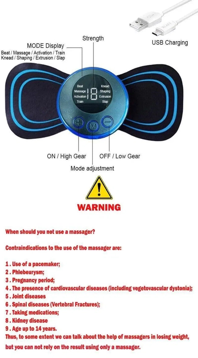 Rechargeable Mini Massager – 8 Modes, Full Body Pain Relief
